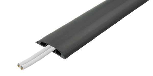 D-Line CC-1 | Canaleta pasacables Cavidad x 60 mm y 1,8 m en color negro |  Protector de cables para suelo para el tránsito ligero de personas, 1,8m