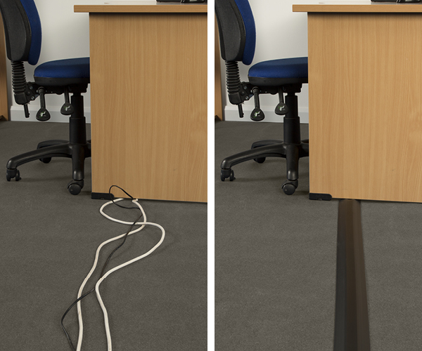 D-Line Floor Cord Cover / Cord Protector - FC83H/9M Medium Duty, Linkable, Protect Cords and Prevent a Trip Hazard, 30 FT Length - Cable Cavity 1  3/16” (W) x 3/8” (H)