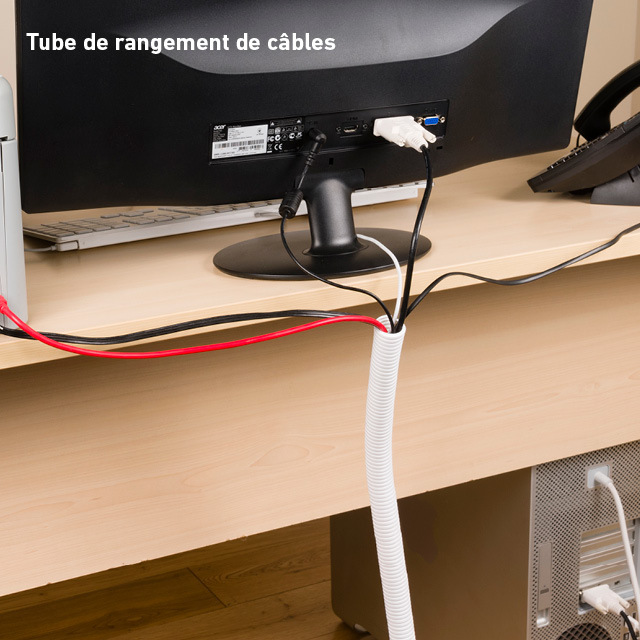 Organisateur de câbles D-Line – Tube de rangement de câbles, spirale de  rangement de câbles et outil de filetage de câbles